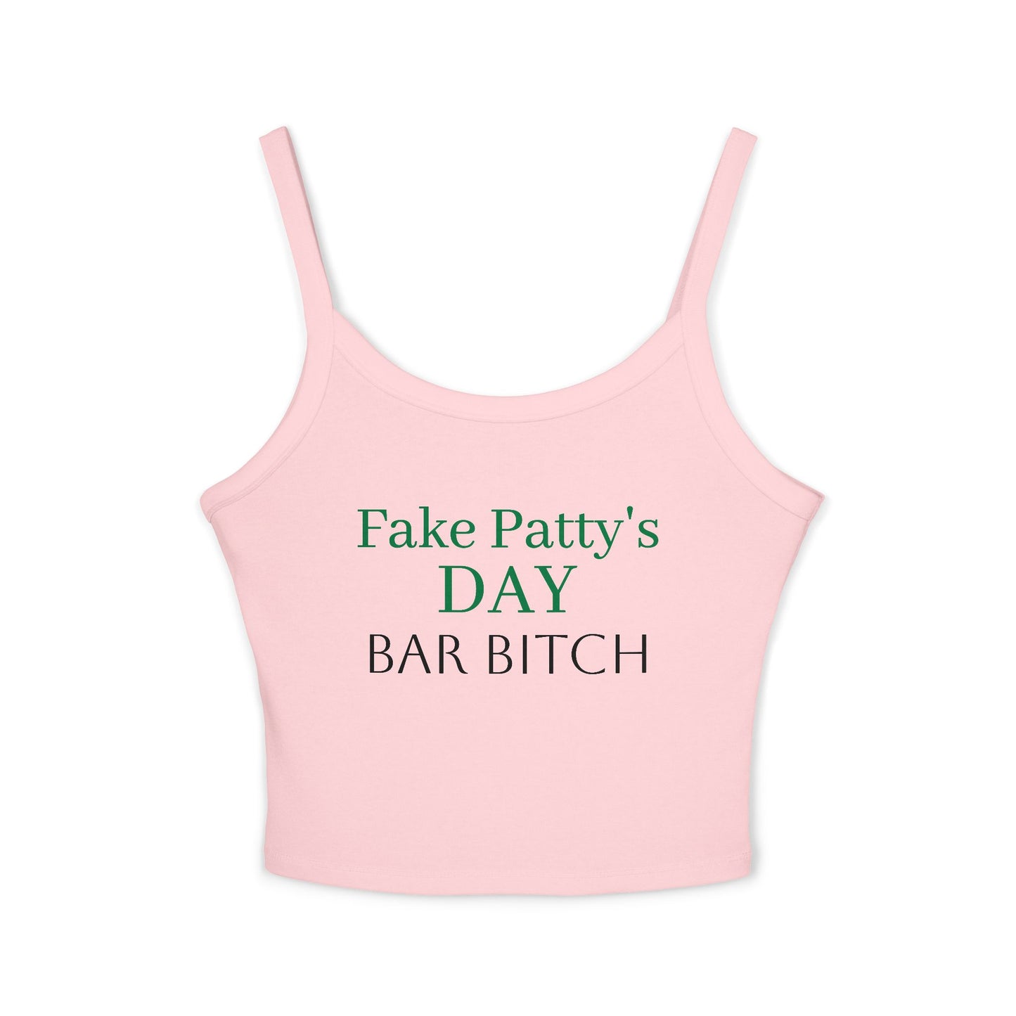 Women's Fake Patty’s Day Spaghetti Strap Tank Top (Pink)