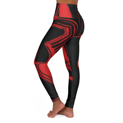 Abstract/Artistic RednBlack High Waisted Yoga Leggings (RnB) - Shark Night Clothing Co.