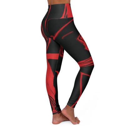 Abstract/Artistic RednBlack High Waisted Yoga Leggings (RnB) - Shark Night Clothing Co.